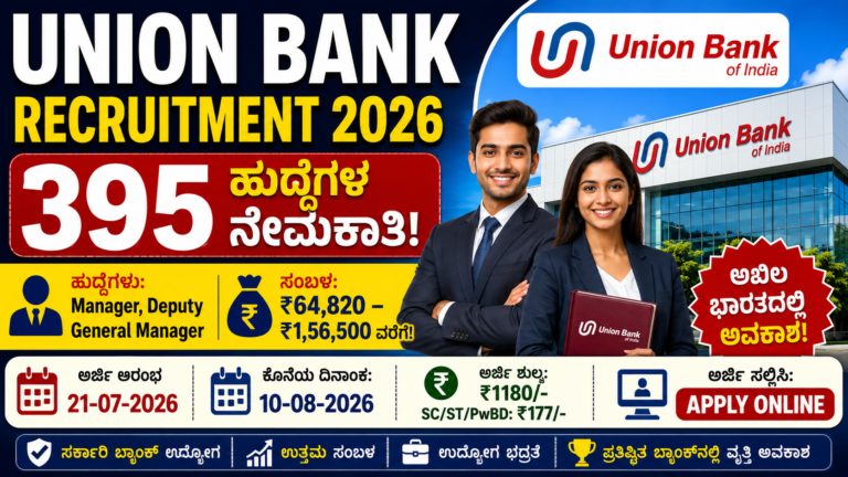 Union Bank Recruitment 2026 Manager DGM 395 Posts Kannada